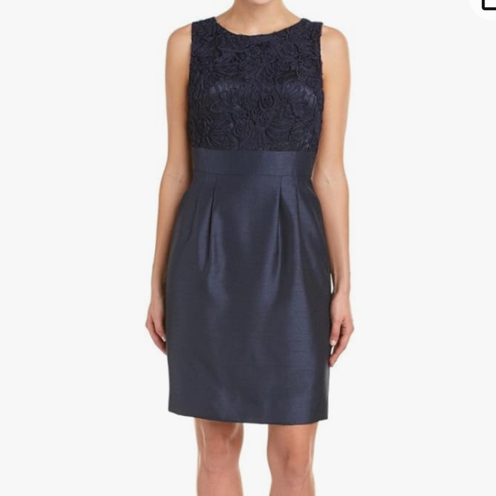 Tahari ASL Sleeveless Sheath Cocktail Dress Navy Blue 6 Feminine Cocktail NWT